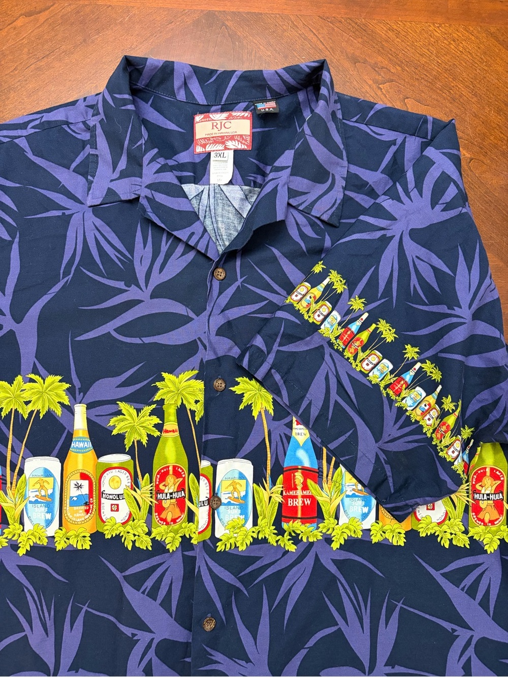 MSS2 -RJC Men's 3XL Big & Tall Cotton Hawaiian Floral Short Sleeve Button-Up Blu